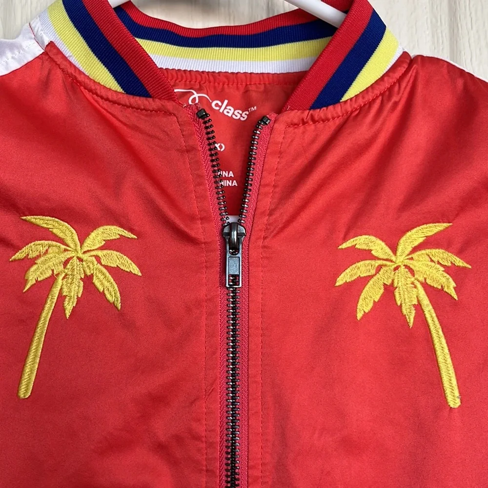 ART CLASS Orange Palm Tree Bomber Jacket Kids 6/6X‎